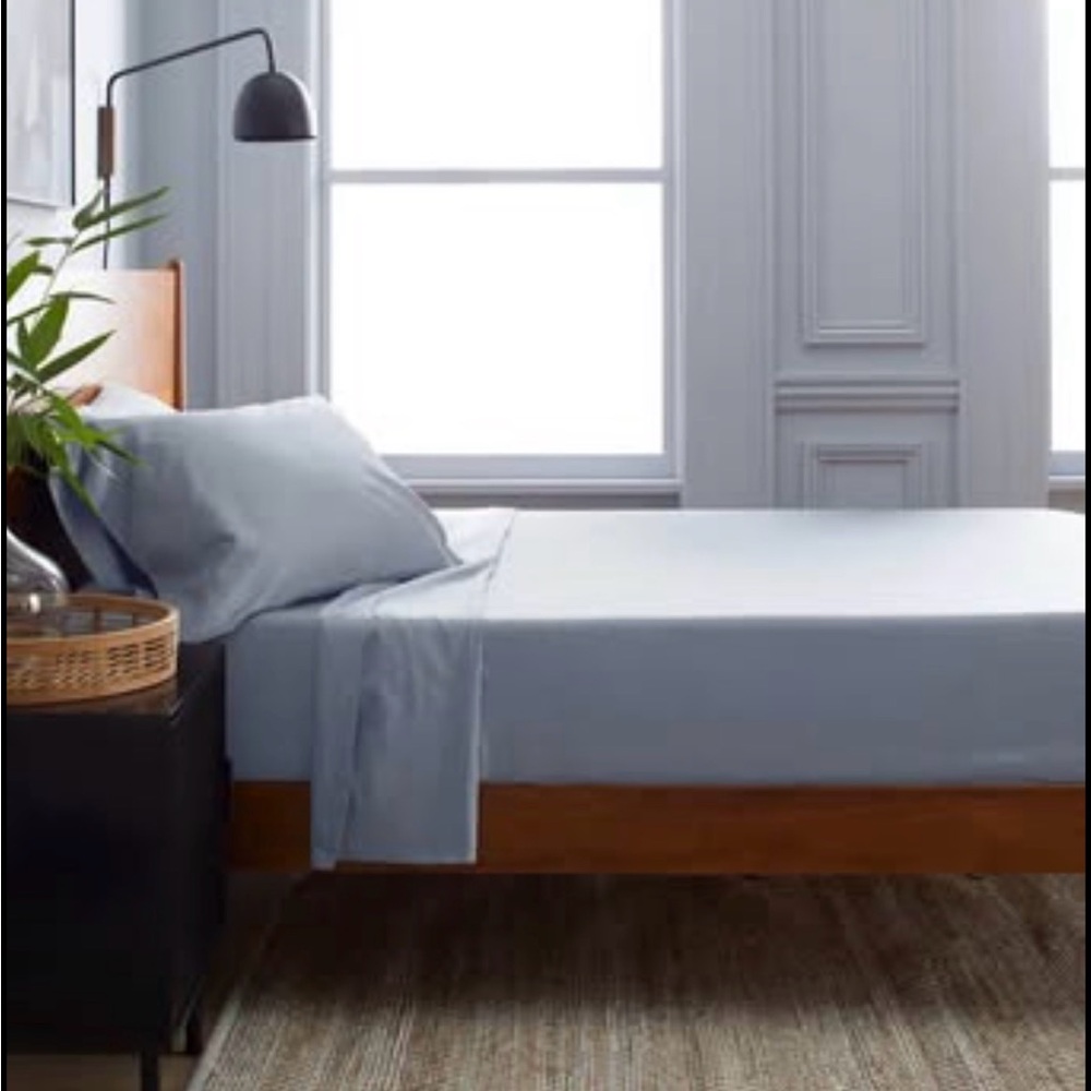 Quince Light Blue Luxury Organic Sateen Pillowcase - Set of 2 - Standard Size